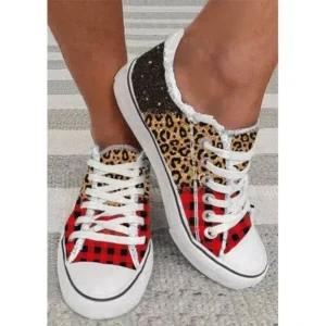 Hillsupshoes Women Casual 3D Printing Color Leopard Canvas Shoes