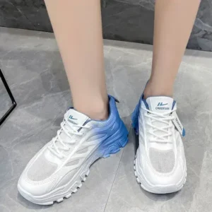 Hillsupshoes Women Fashion Round Toe Breathable Mesh Gradient Sneakers