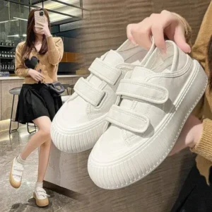 Hillsupshoes Women Fashion Round Toe Thick Sole Velcro Pu Sneakers