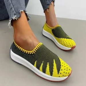 Hillsupshoes Women Fashion Fly Knit Breathable Platform Low Top Sneakers