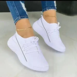 Hillsupshoes Women Fashion Breathable Lace-Up Flat Mesh Sneakers