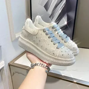 Hillsupshoes Casual Rhinestone Platform Sneakers