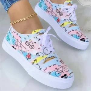 Hillsupshoes Graffiti Print Platform Canvas Shoes