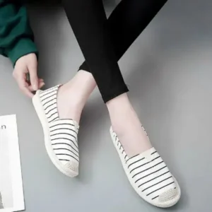 Hillsupshoes Fashion Stripe Pattern Design Women Round-Toe Casual Espadrilles Shoes