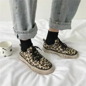 Hillsupshoes Women Fashion Leopard Printing Flat Sneakers