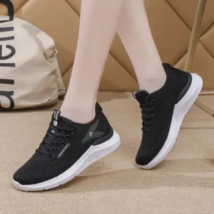 Hillsupshoes Women Sports Casual Lace Up Design Mesh Breathable Wedge Sneakers