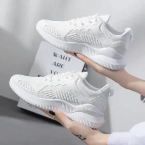 Hillsupshoes Women Fashion Sports Lace Up Design Mesh Breathable Platform Sneakers