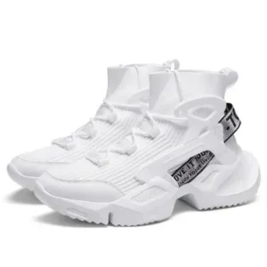 Hillsupshoes Men'S Fashion Platform White High Top Sneakers