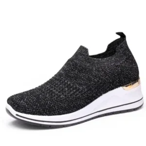 Hillsupshoes Women Casual Mesh Knit Design Breathable Comfort Wedge Platform Sneakers