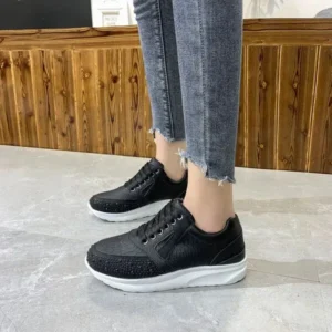 Hillsupshoes Women Casual Rhinestone Decor Fashion Plus Size Sports Running Shoes Round Toe Sneakers