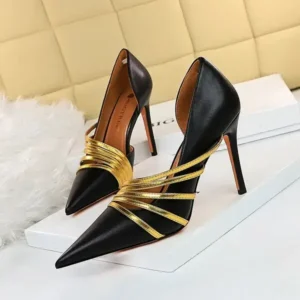 Hillsupshoes Women Fashion Sexy Pointed Toe Hollow Design Stiletto Shoes