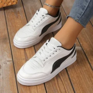 Hillsupshoes Women Fashion Plus Size Thick-Soled Round Toe Flat Sneakers