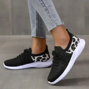 Hillsupshoes Women Casual Mesh Breathable Leopard Sneakers