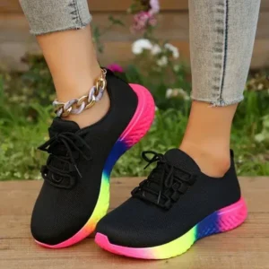 Hillsupshoes Women Fashion Casual Mesh Breathable Rainbow Sneakers