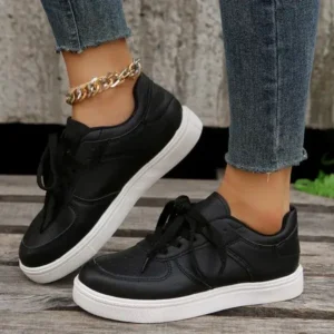 Hillsupshoes Women Fashion Casual PU Lace-Up Sneakers