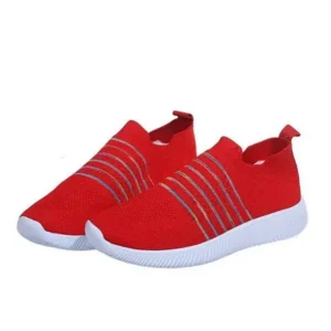 Hillsupshoes Fashion Casual Solid Color Striped Fly-Woven Mesh Breathable Flat Sneakers