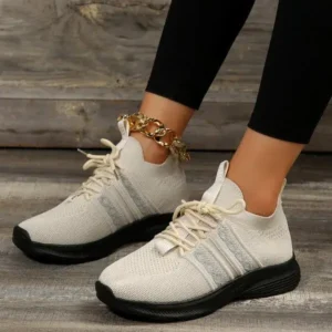 Hillsupshoes Women Fashion Casual Flying Mesh Breathable Thick-Soled Sneakers