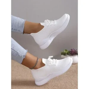 Hillsupshoes Summer Women Fashion Breathable Mesh Fly-Woven Solid Color Sneakers