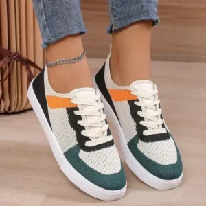 Hillsupshoes Women Fashion Casual Color Blocking Mesh Fly-Woven Breathable Sneakers