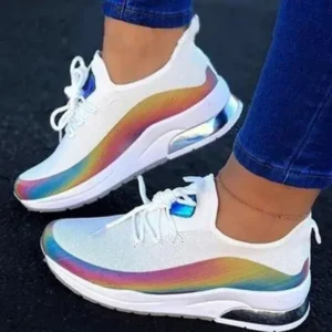 Hillsupshoes Women Fashion Casual Rainbow Color Blocking Sneakers