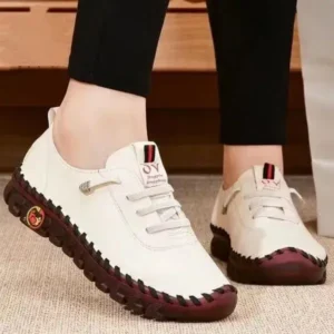 Hillsupshoes Women Fashion Retro Solid Color PU Breathable Hollow Stitching Sneakers