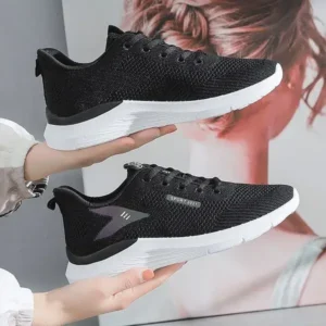 Hillsupshoes Women Fashion Flyknit Mesh Lace-Up Sneakers